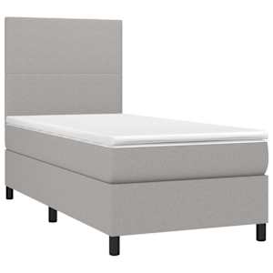 vidaXL Cama box spring c/ colch&atilde;o e LED 100x200 cm tecido cinza-claro