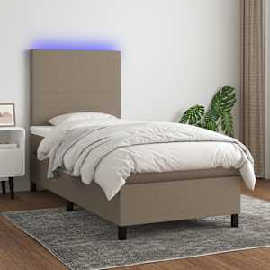 Box spring postel s matrací a LED taupe 100x200 cm textil - obrázek 1