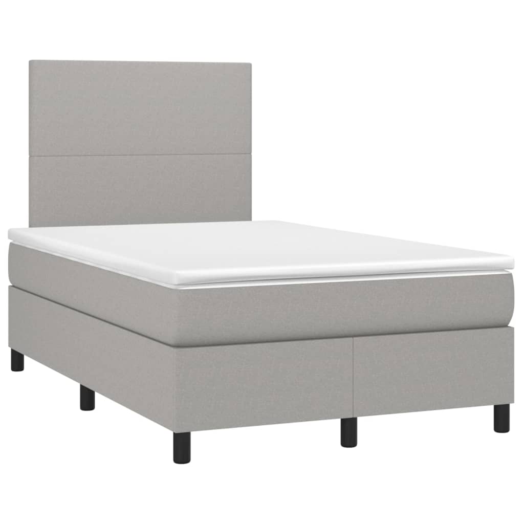 vidaXL Boxspring met matras en LED stof lichtgrijs 120x200 cm afbeelding