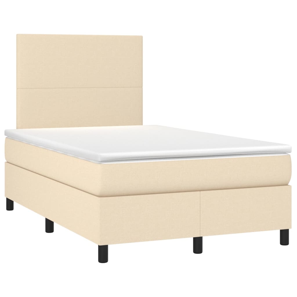 vidaXL Boxspring met matras en LED stof crèmekleurig 120x200 cm afbeelding