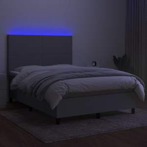 Box spring postel s matrací a LED světle šedá 140x190 cm textil - obrázek 4