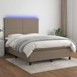 Box spring postel s matrací a LED taupe 140x190 cm textil - obrázek 1
