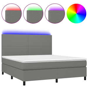 Box spring postel s matrací a LED tmavě šedá 160x200 cm textil - obrázek 2