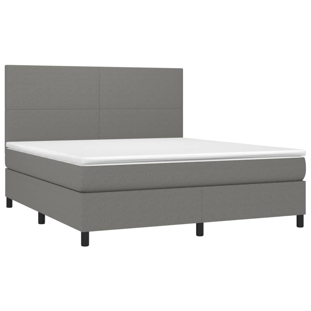 Thumbnail - vidaXL Boxspringbett mit Matratze & LED Dunkelgrau 160x200 cm Stoff