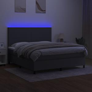 Box spring postel s matrací a LED tmavě šedá 160x200 cm textil - obrázek 4