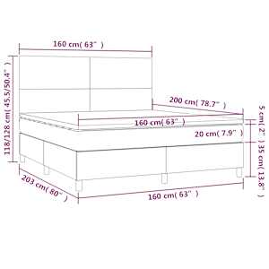 Box spring postel s matrací a LED tmavě hnědá 160x200 cm textil - obrázek 8