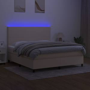 Box spring postel s matrací a LED krémová 160x200 cm textil - obrázek 4