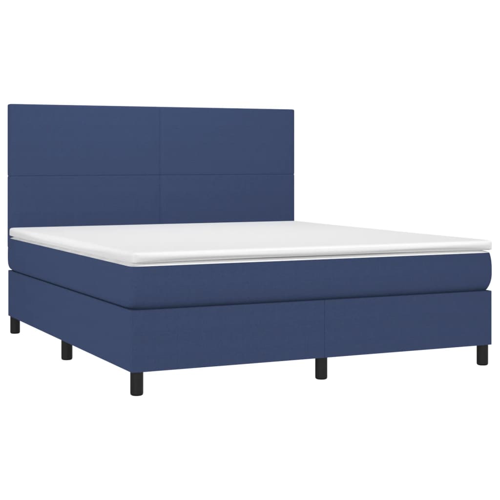 vidaXL Boxspring met matras en LED stof blauw 160x200 cm afbeelding