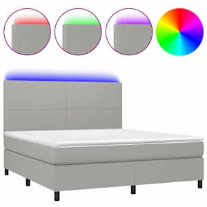 Box spring postel s matrací a LED světle šedá 180x200 cm textil - obrázek 2