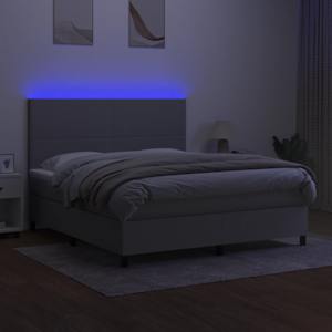 Box spring postel s matrací a LED světle šedá 180x200 cm textil - obrázek 4