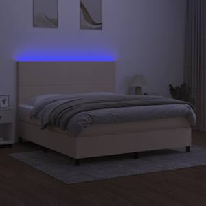 Box spring postel s matrací a LED krémová 180x200 cm textil - obrázek 4