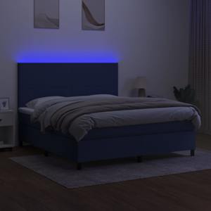 Box spring postel s matrací a LED modrá 180x200 cm textil - obrázek 4