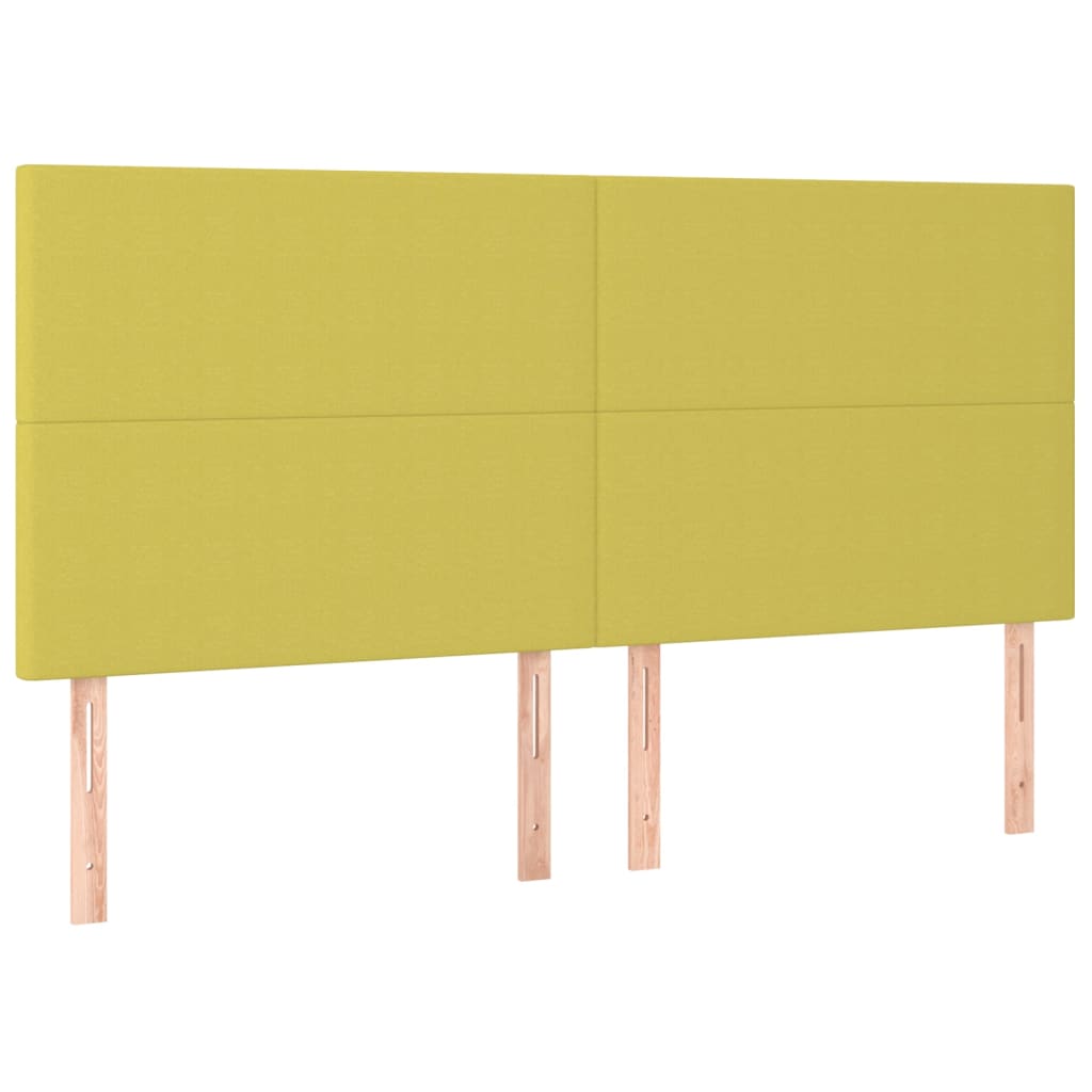 Zöld szövet rugós és LED-es ágy matraccal 180 x 200 cm 