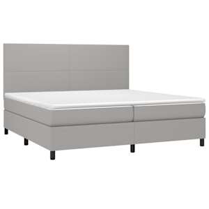 Box spring postel s matrací a LED světle šedá 200x200 cm textil - obrázek 3