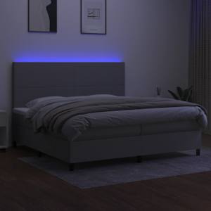 Box spring postel s matrací a LED světle šedá 200x200 cm textil - obrázek 4