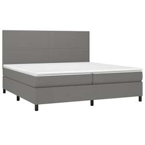 Box spring postel s matrací a LED tmavě šedá 200x200 cm textil - obrázek 3