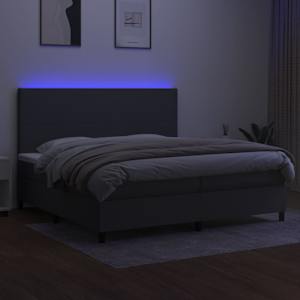 Box spring postel s matrací a LED tmavě šedá 200x200 cm textil - obrázek 4