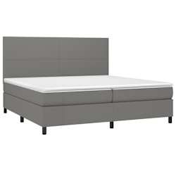 vidaXL Cama box spring c/ colch&atilde;o e LED 200x200 cm tecido cinza-escuro