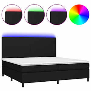 Box spring postel s matrací a LED černá 200x200 cm textil - obrázek 2