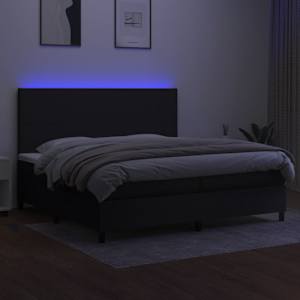 Box spring postel s matrací a LED černá 200x200 cm textil - obrázek 4