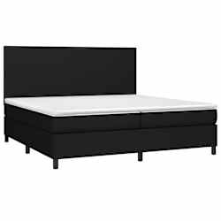 vidaXL Box Spring Bed with Mattress&LED Black 200x200 cm Fabric