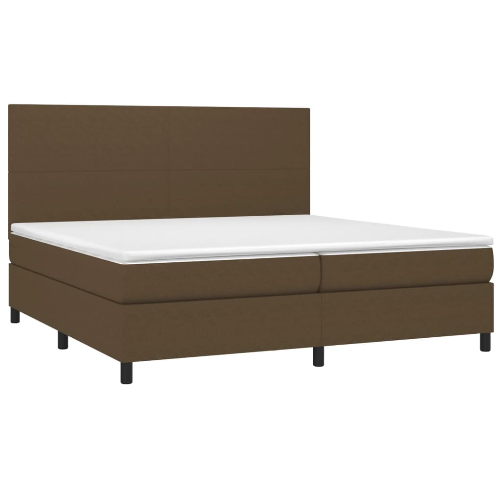 vidaXL Boxspring met matras en LED stof donkerbruin 200x200 cm afbeelding