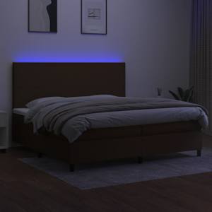 Box spring postel s matrací a LED tmavě hnědá 200x200 cm textil - obrázek 4