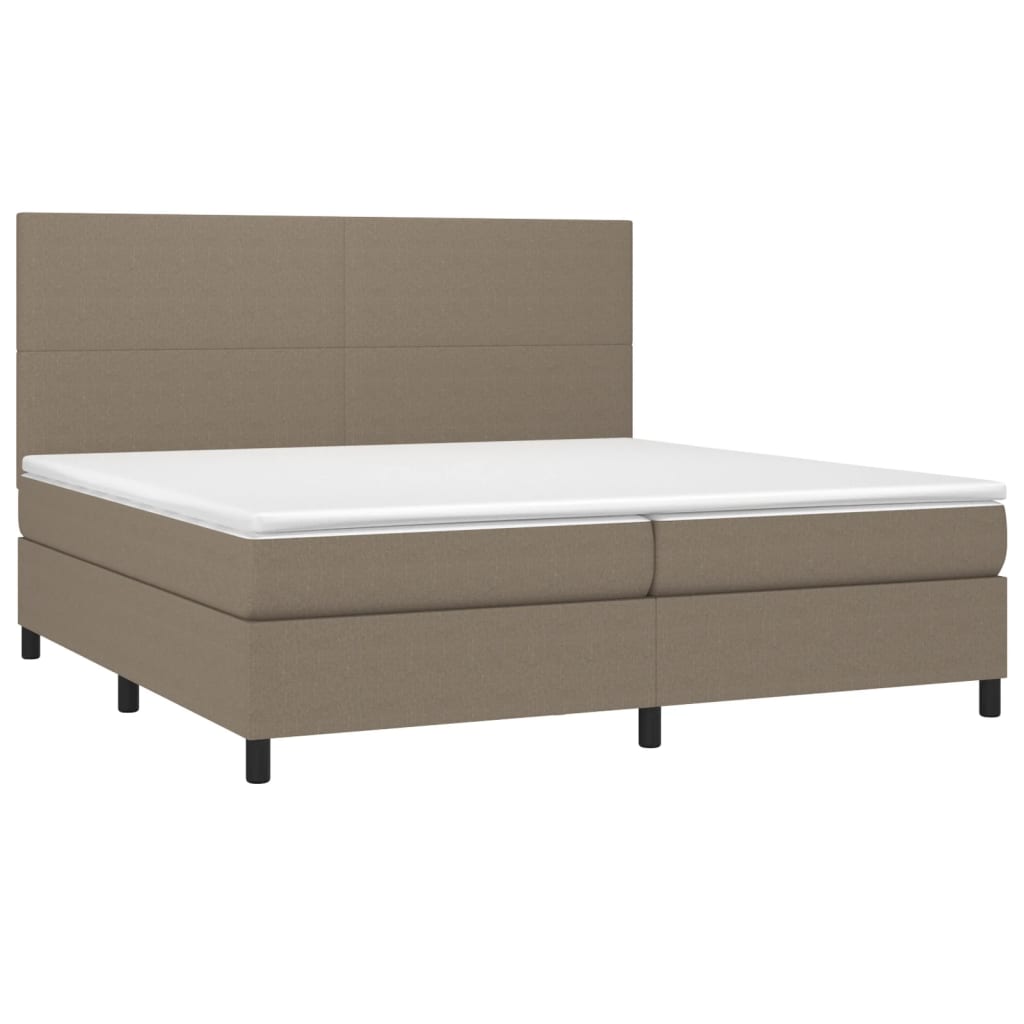vidaXL Boxspring met matras en LED stof taupe 200x200 cm afbeelding