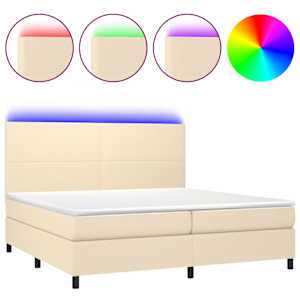Box spring postel s matrací a LED krémová 200x200 cm textil - obrázek 2