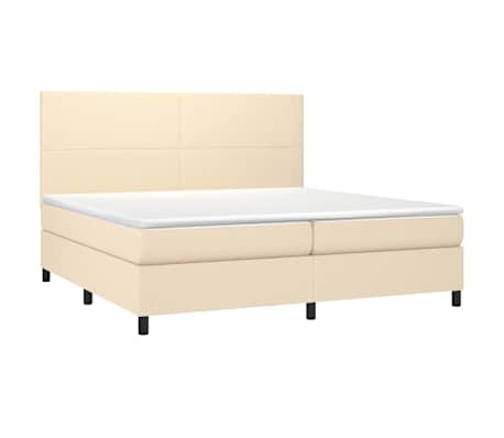 vidaXL Cama box spring c/ colch&atilde;o e LED 200x200 cm tecido cor creme