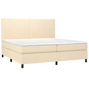Box spring postel s matrací a LED krémová 200x200 cm textil - obrázek 3
