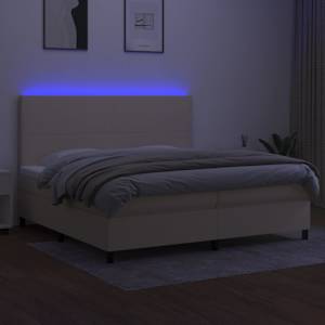 Box spring postel s matrací a LED krémová 200x200 cm textil - obrázek 4