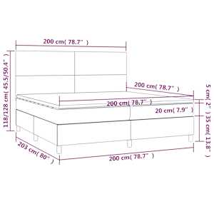 Box spring postel s matrací a LED krémová 200x200 cm textil - obrázek 8