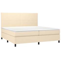 vidaXL Cama box spring c/ colch&atilde;o e LED 200x200 cm tecido cor creme