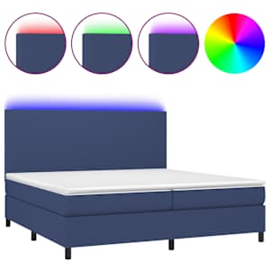 Box spring postel s matrací a LED modrá 200x200 cm textil - obrázek 2