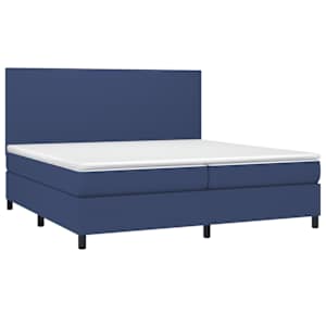 Box spring postel s matrací a LED modrá 200x200 cm textil - obrázek 3