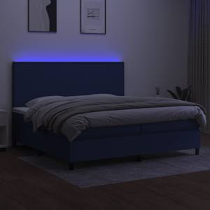 Box spring postel s matrací a LED modrá 200x200 cm textil - obrázek 4