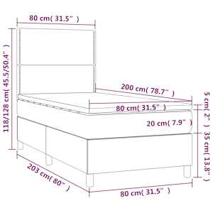 Box spring postel s matrací a LED černá 80 x 200 cm textil - obrázek 8