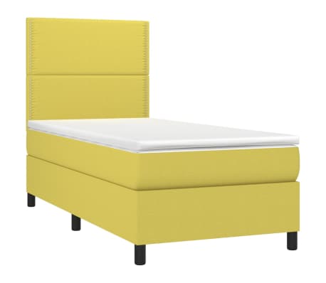 vidaXL Lova su spyruoklėmis/čiužiniu/LED, žalia, 80x200cm, audinys