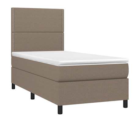 vidaXL Rams&auml;ng med madrass & LED taupe 90x190 cm tyg