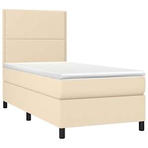 Box spring postel s matrací a LED krémová 90x190 cm textil - obrázek 3