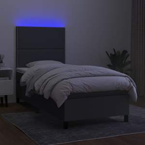 Box spring postel s matrací a LED tmavě šedá 100x200 cm textil - obrázek 4