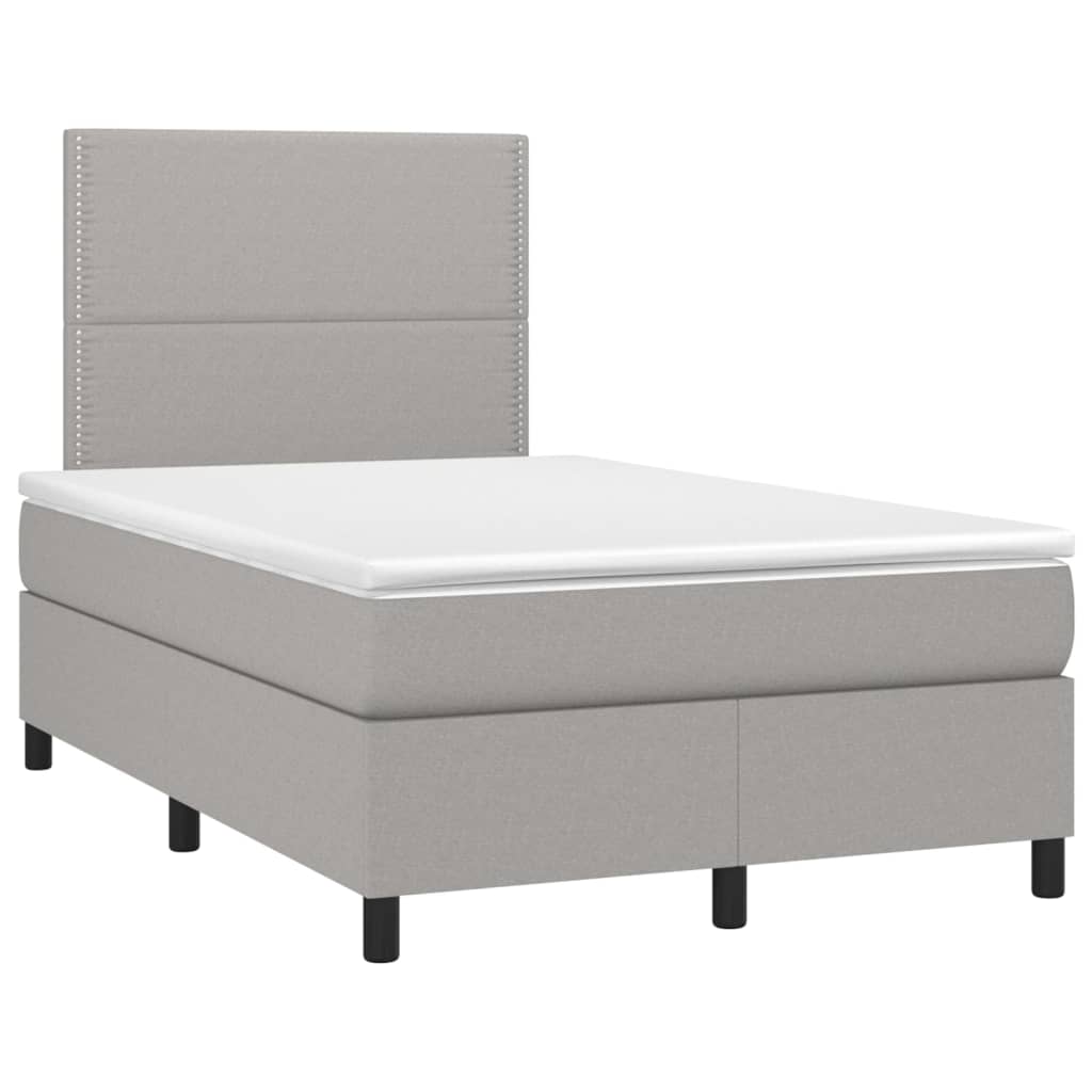 vidaXL Boxspring met matras en LED stof lichtgrijs 120x200 cm afbeelding