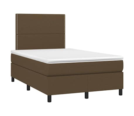 vidaXL Box Spring Bed with Mattress&LED Dark Brown 120x200 cm Fabric