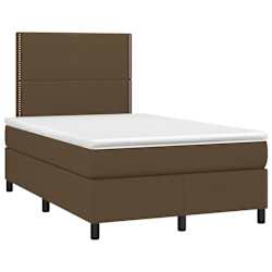 vidaXL Box Spring Bed with Mattress&LED Dark Brown 120x200 cm Fabric