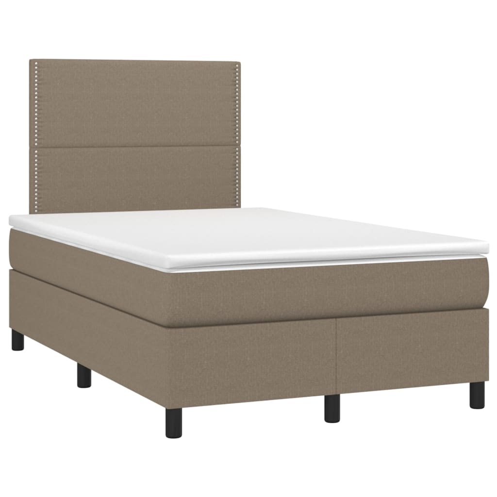 vidaXL Boxspring met matras en LED stof taupe 120x200 cm afbeelding