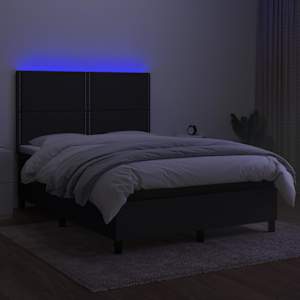 Box spring postel s matrací a LED černá 140x190 cm textil - obrázek 4
