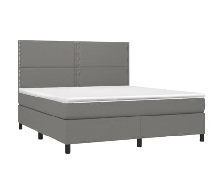 vidaXL Box spring postelja z vzmetnico LED temno siva 160x200 cm blago