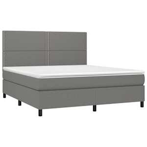 vidaXL Box spring postelja z vzmetnico LED temno siva 160x200 cm blago