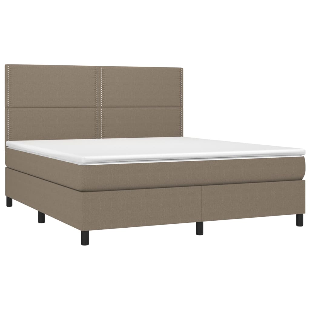 vidaXL Boxspring met matras en LED stof taupe 160x200 cm afbeelding